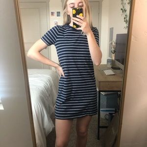 Madewell Navy Striped T-Shirt Dress